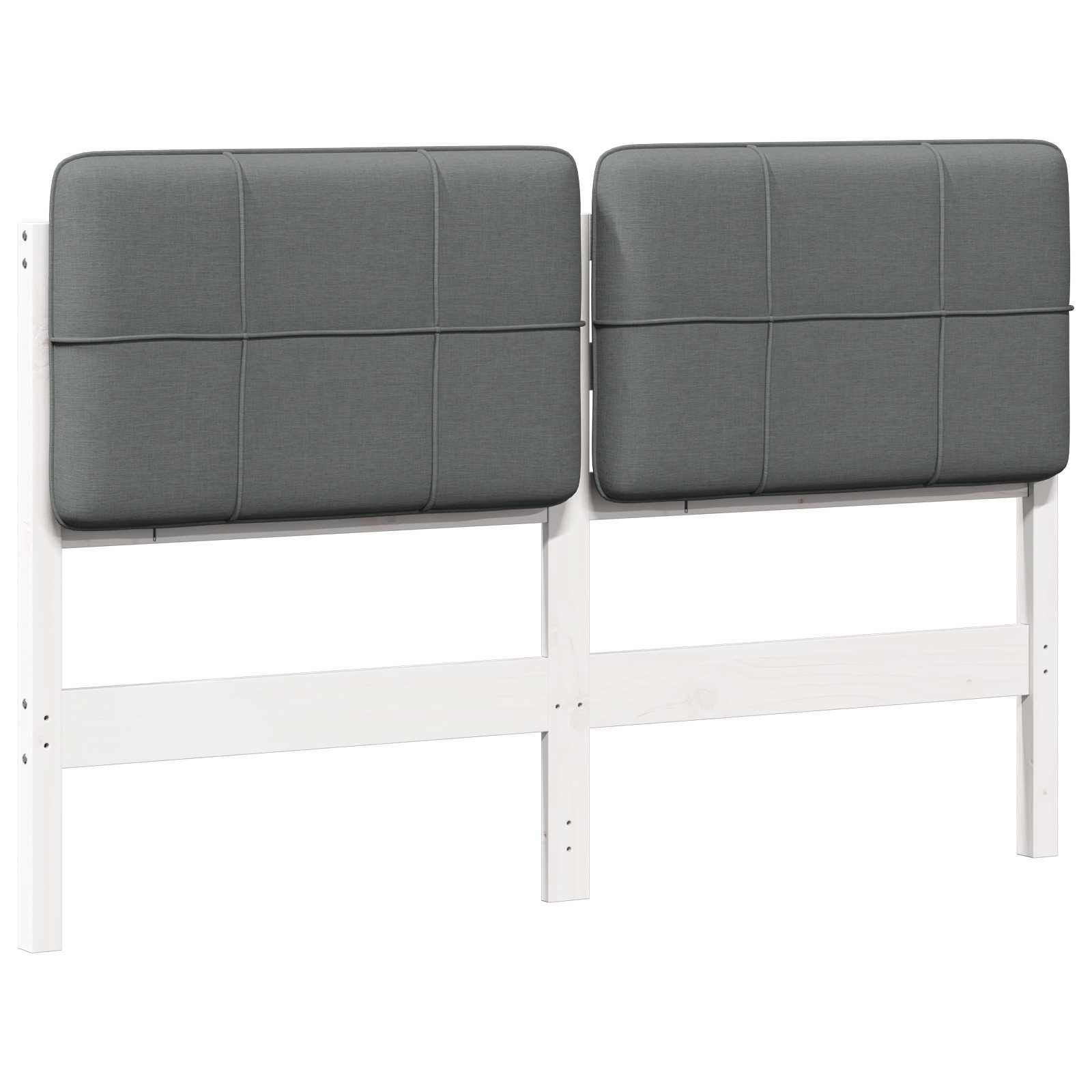 Mīkstināts gultas galvgalis Balts un gaiši pelēks 150 cm