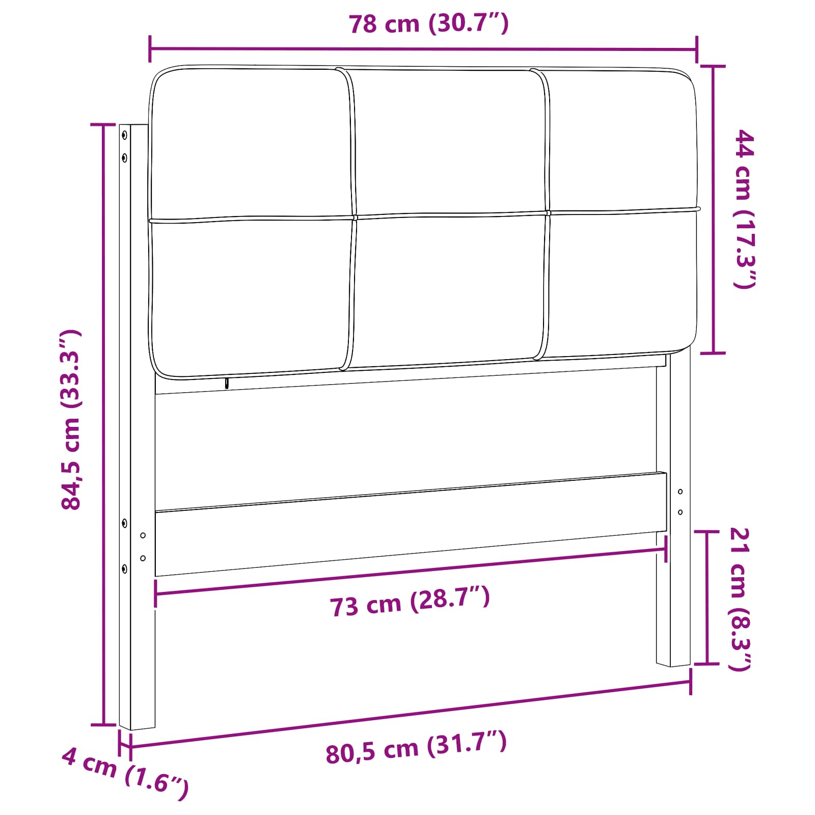 Gestoffeerd hoofdbord Bruin en Taupe 75 cm Massief grenenhout image 13