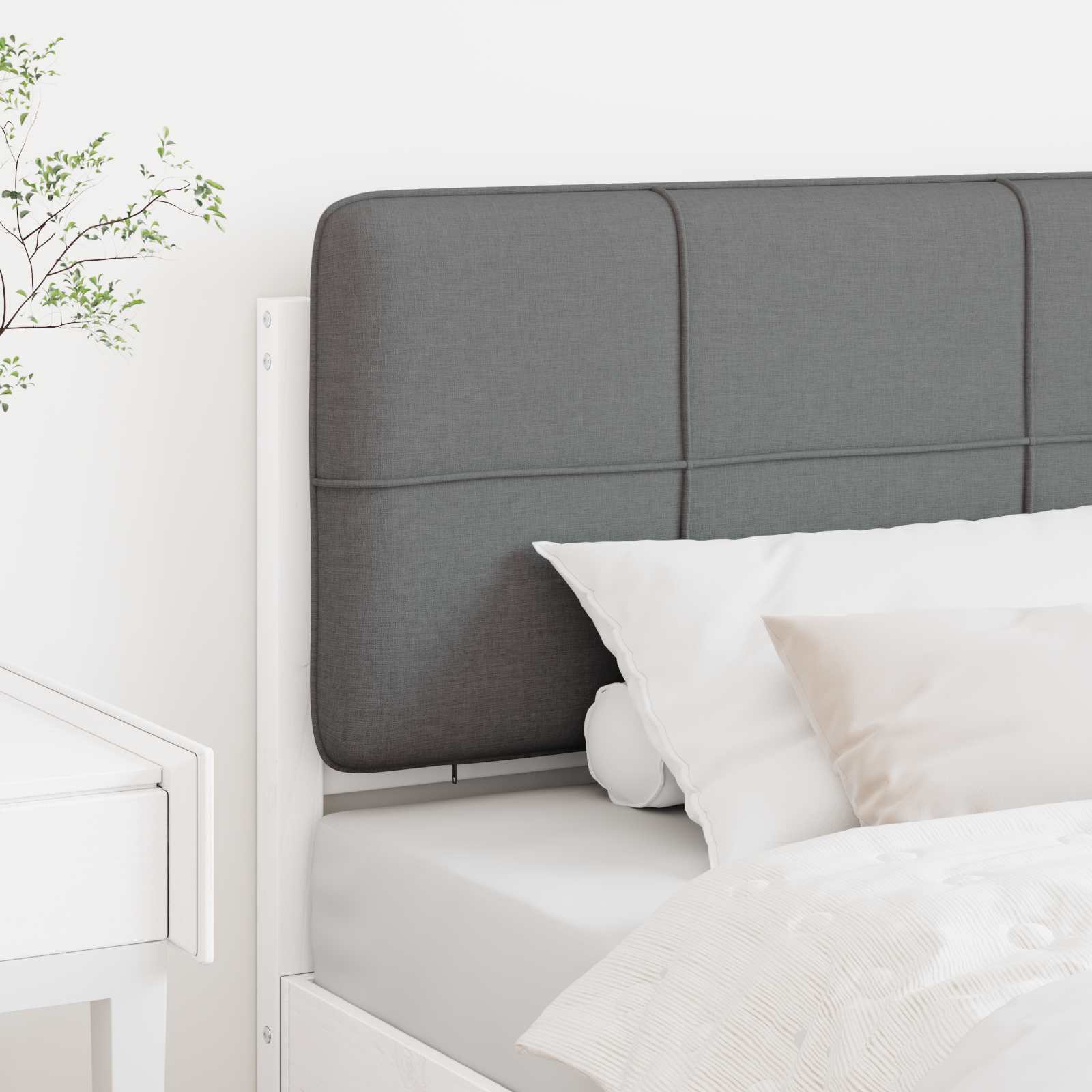 Upholstered headboard white and light gray 75 cm