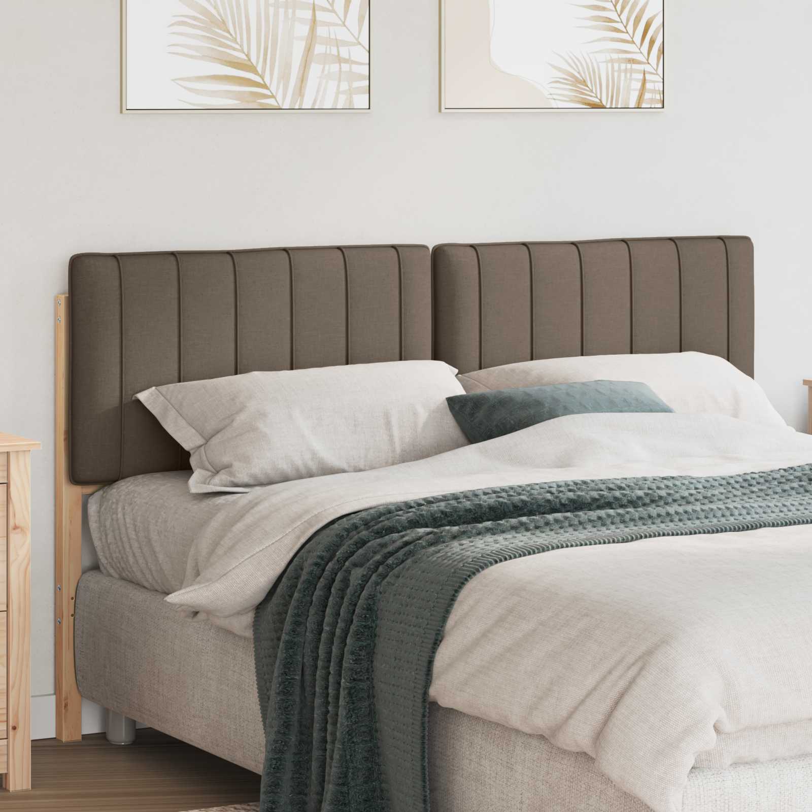 Paturi si accesorii - Tăblie tapițată Maro și taupe 160 cm Lemn de pin masiv