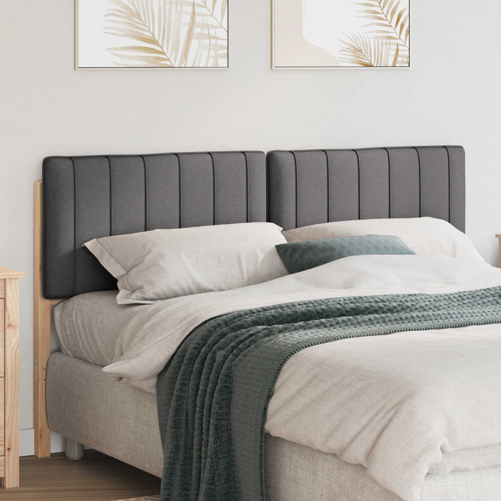 vidaXL Tăblie tapițată Maro și gri închis 150 cm Lemn de pin masiv