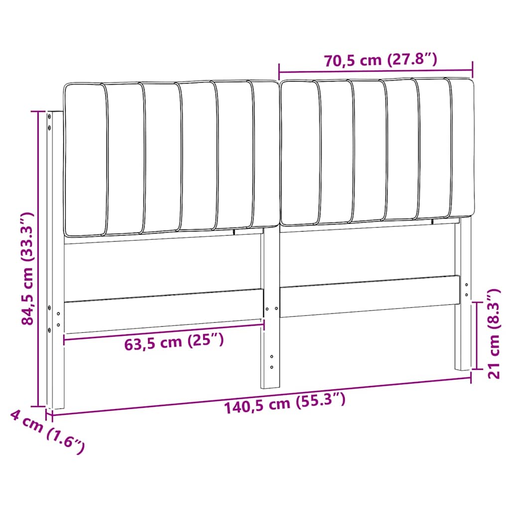 Upholstered headboard brown and dark gray 135 cm
