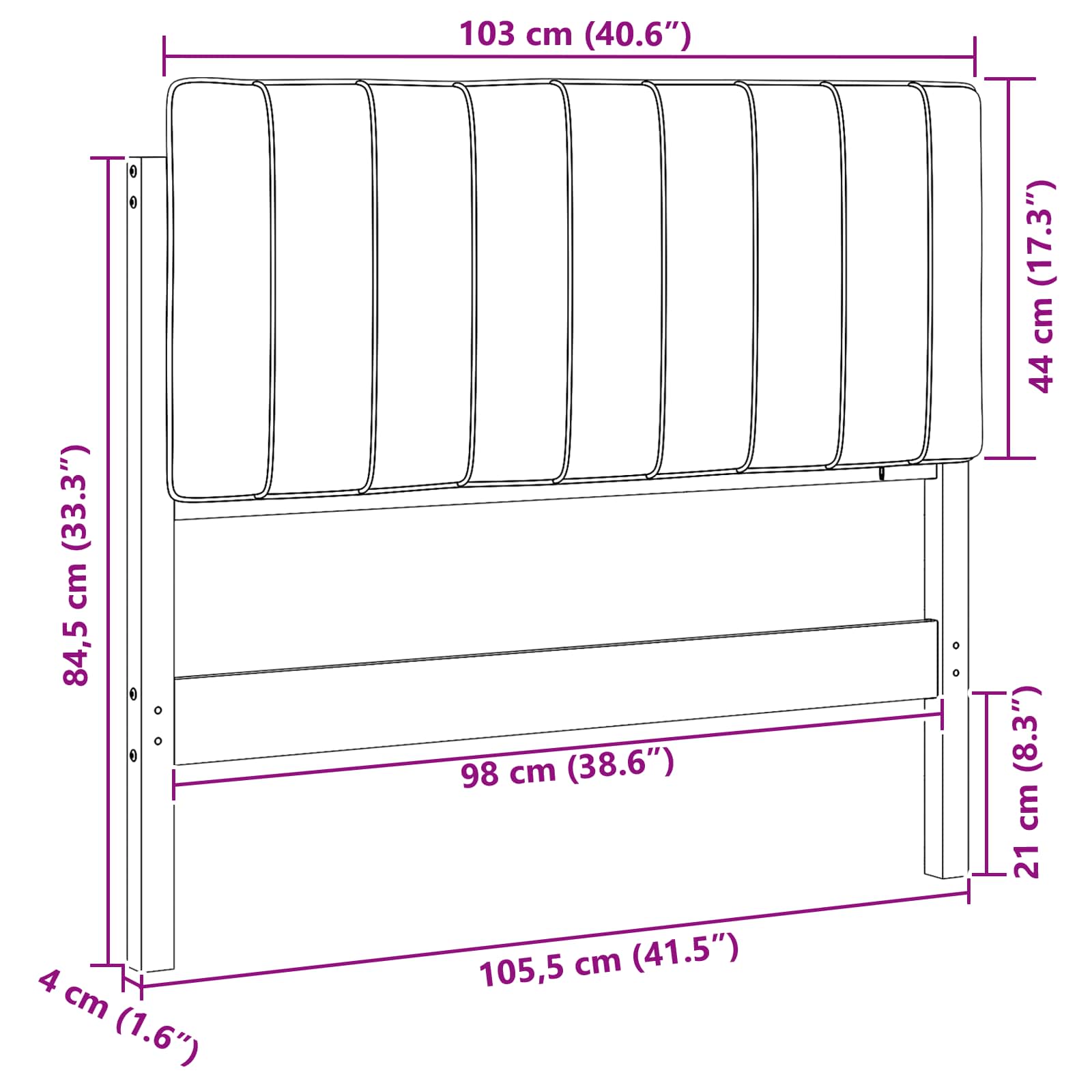 Softened headboard brown and dark gray 100 cm