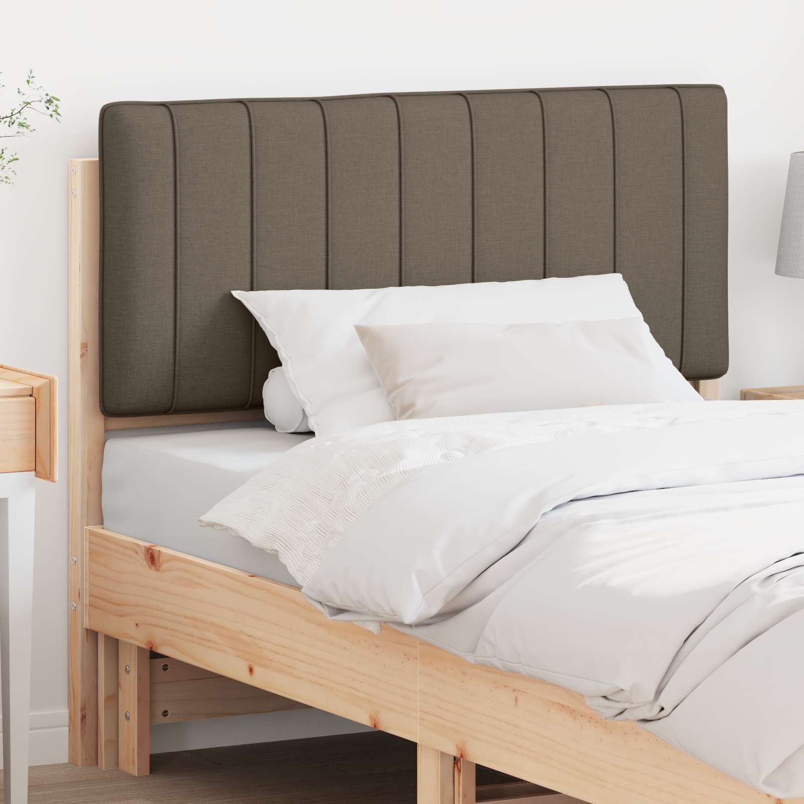 Paturi si accesorii - Tăblie tapițată Maro și taupe 100 cm Lemn de pin masiv