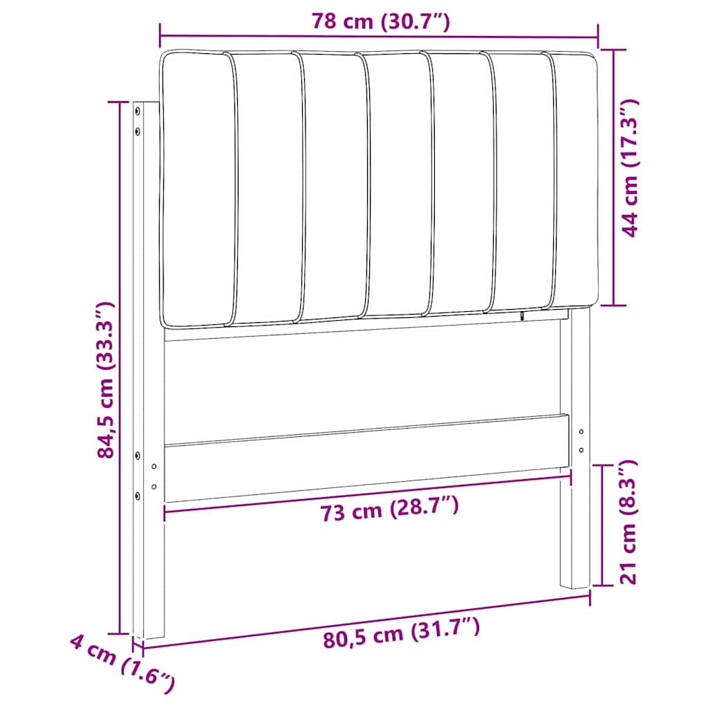 Gestoffeerd hoofdbord Bruin en Taupe 75 cm Massief grenenhout image 13