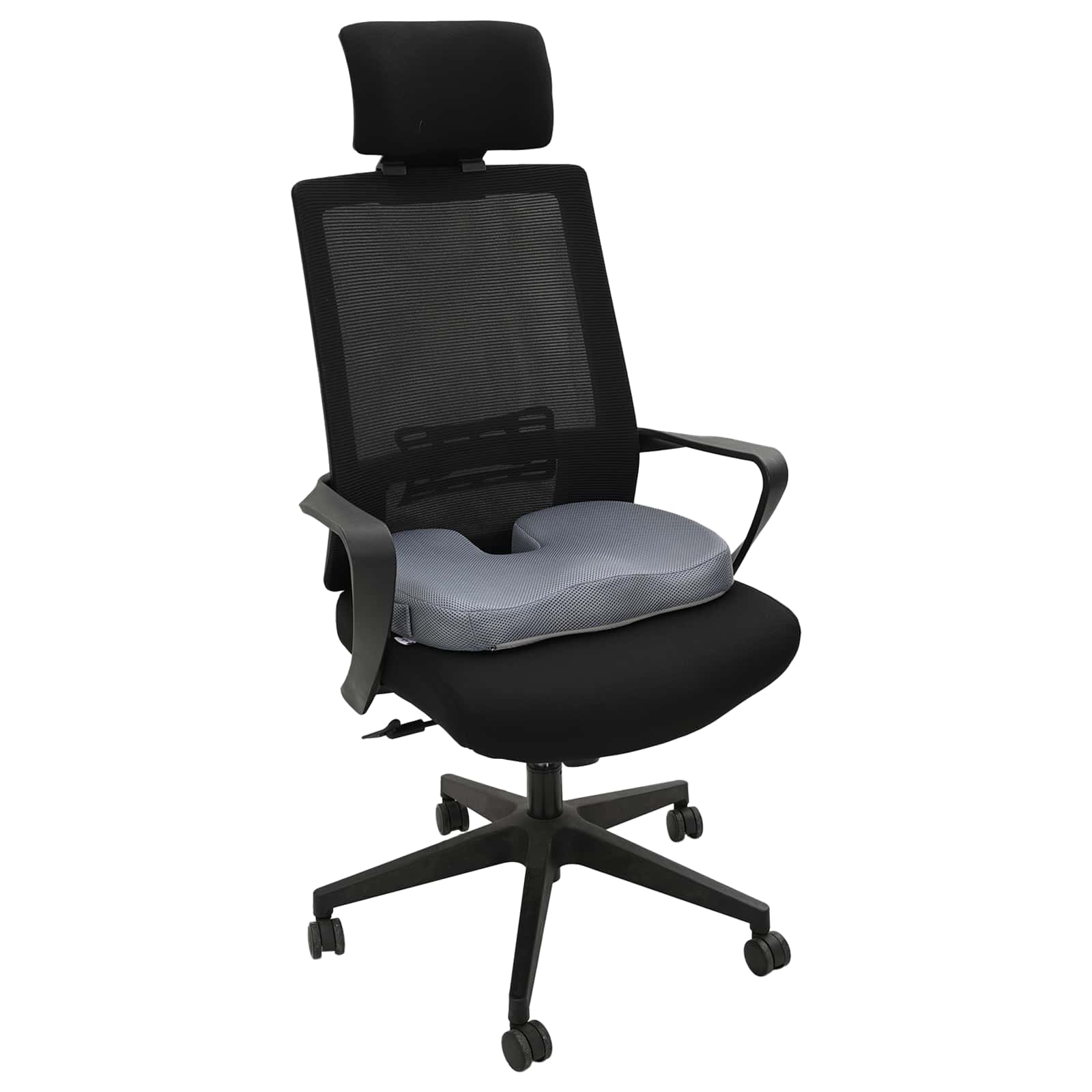 vidaXL Hoofdkussen met kussen Grijs 46 x 38 x 8 cm Gaas