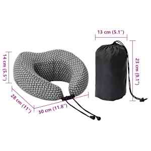 Cestovní krční polštář Šedý 30 x 28 x 14 cm Polyester - obrázek 12