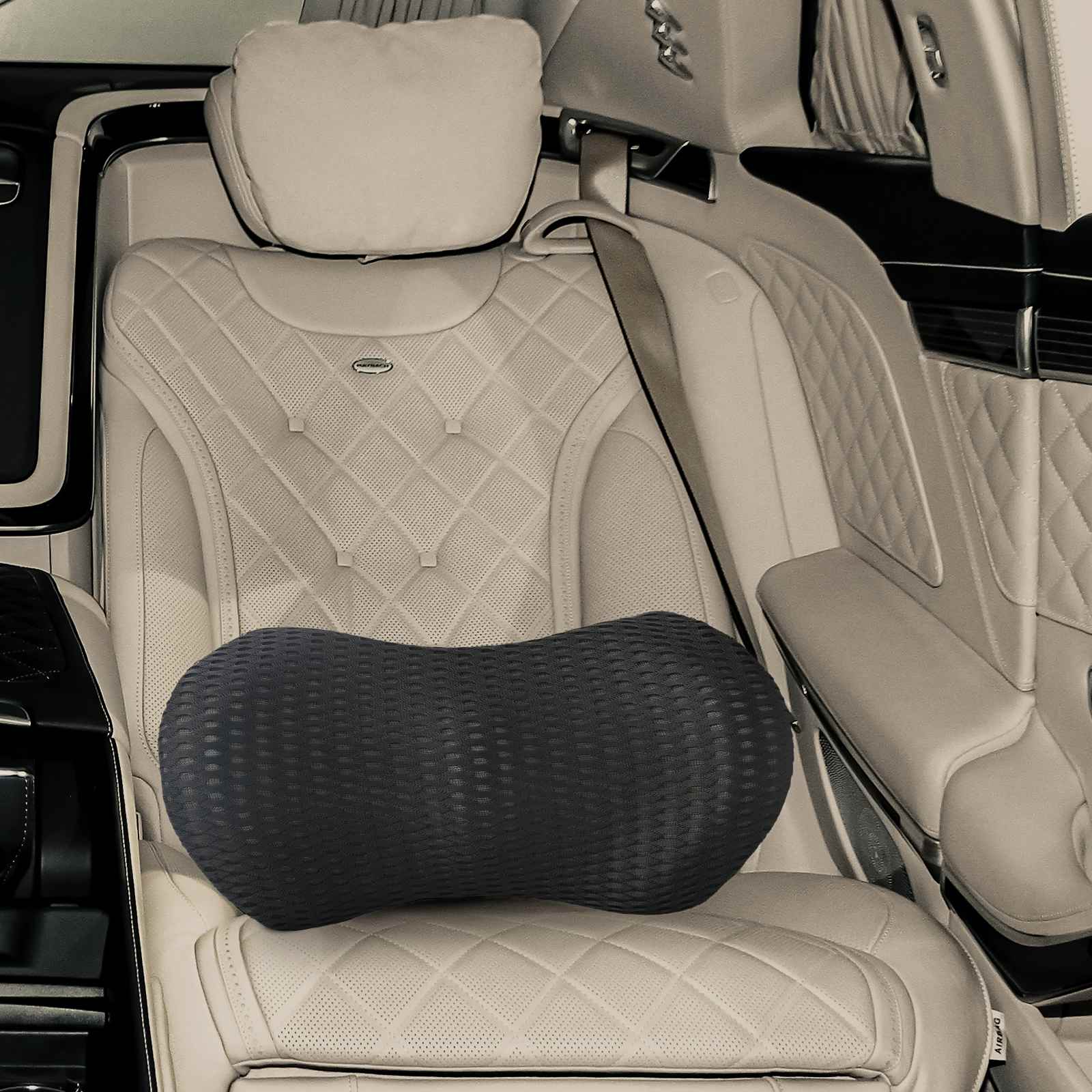 vidaXL Kopfkissen mit Kissen Schwarz 47 x 24 x 13 cm 4D Mesh