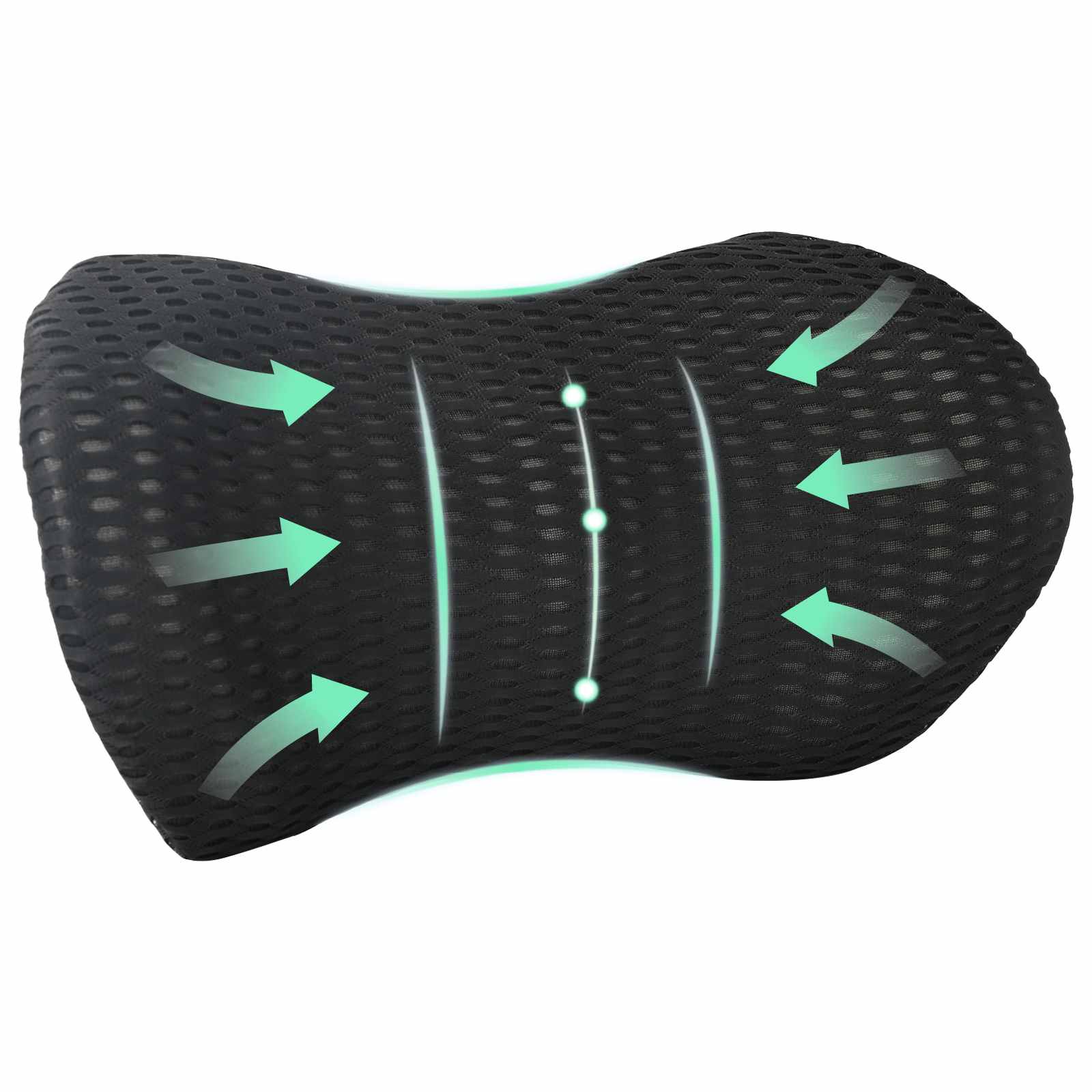 Thumbnail - vidaXL Kopfkissen mit Kissen Schwarz 47 x 24 x 13 cm 4D Mesh