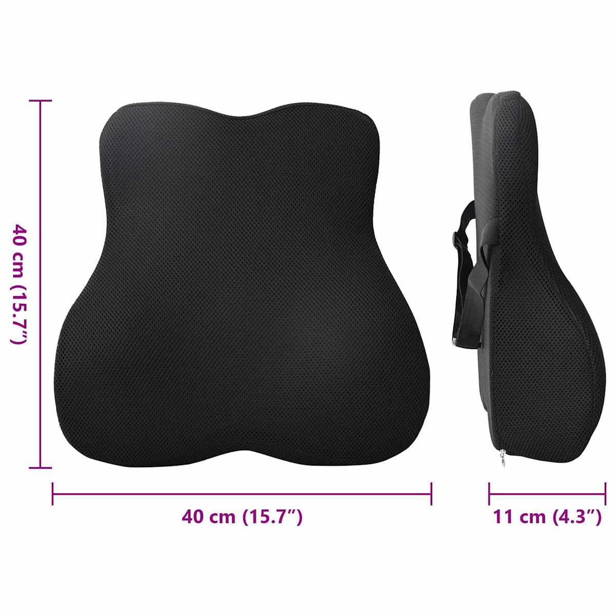 Rygpude Sort Memory Skum 40 x 40 x 11 cm - Billede 11