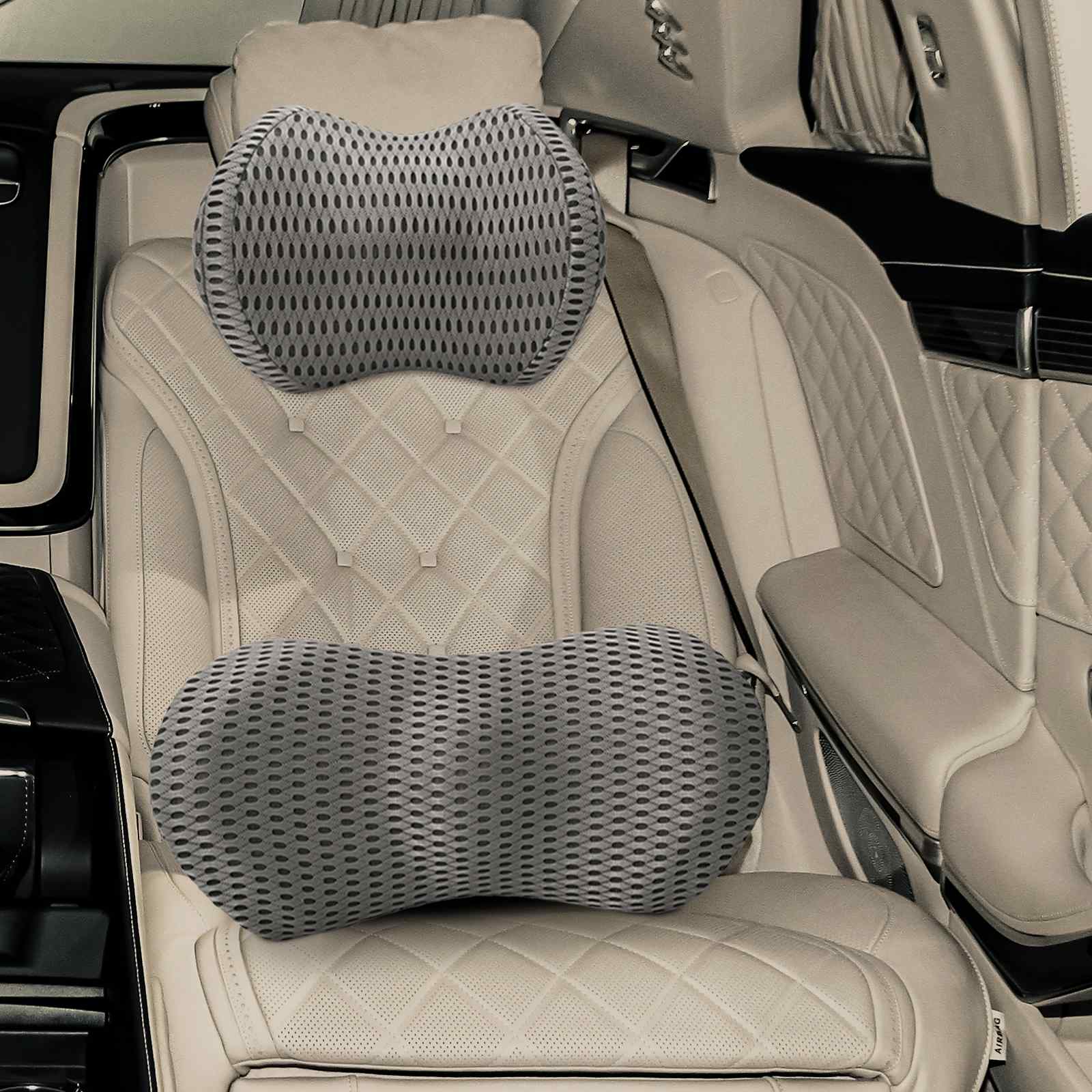 vidaXL Kopfkissen mit Kissen Verstellbar 2 pcs Grau 4D Mesh