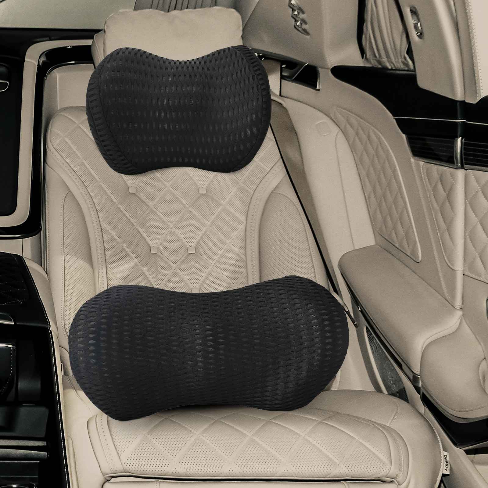 vidaXL Kopfkissen mit Kissen Verstellbar 2 pcs Schwarz 4D Mesh