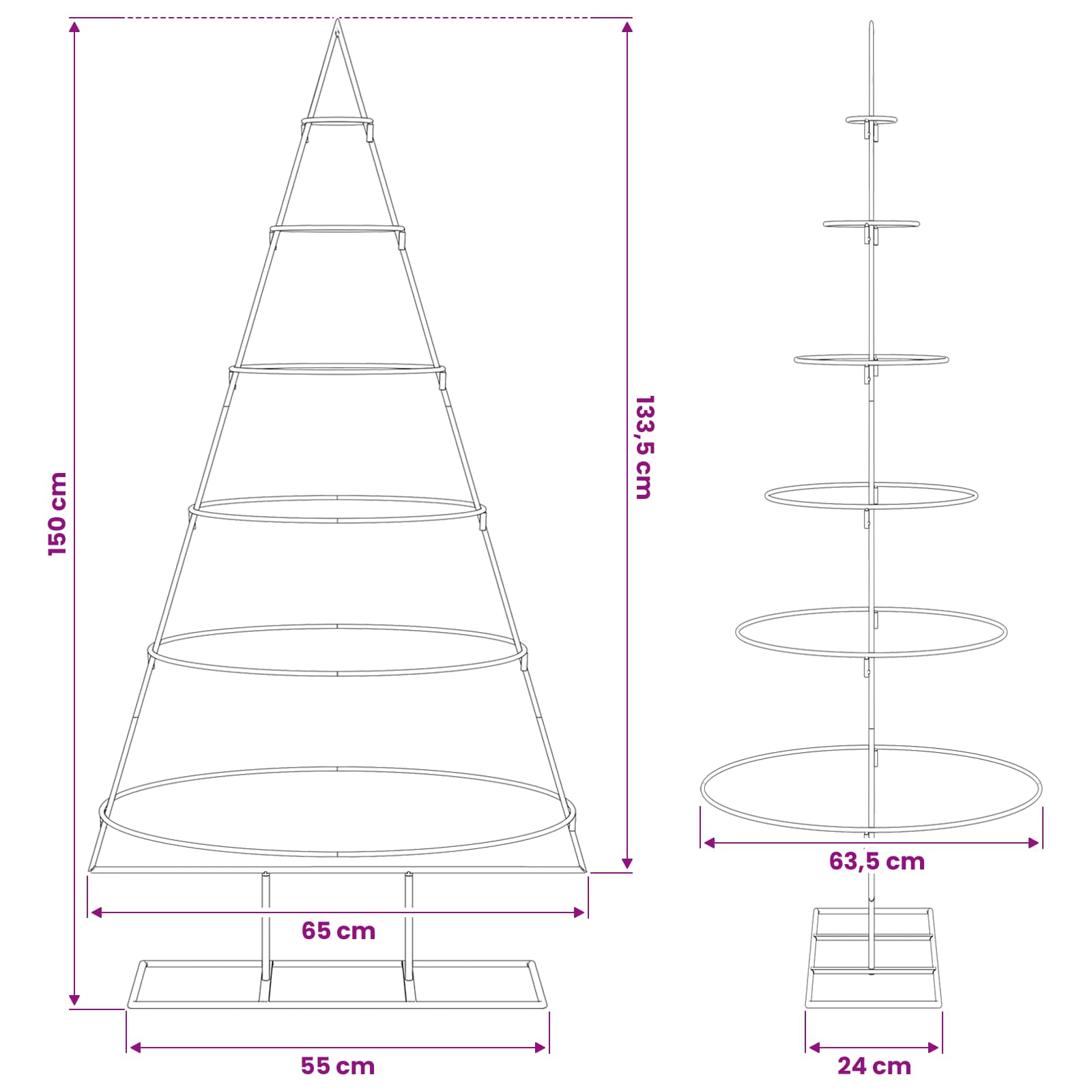 vidaXL Metall-Weihnachtsbaum mit Ständer KUOPIO 150 cm Stahl Gold – Bild 9