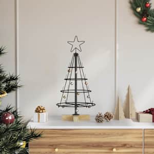 Vánoční kuželový stromeček s stojanem Černá 60 cm Ocel - obrázek 1