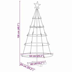 Vánoční kuželový stromeček s stojanem Černá 126 cm Ocel - obrázek 9