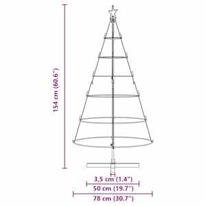 Vánoční kuželový stromeček s stojanem Černá 154 cm Ocel - obrázek 9
