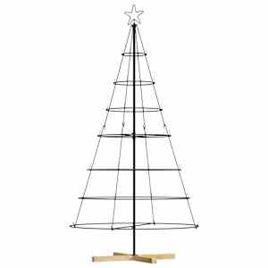 Vánoční kuželový stromeček s stojanem Černá 180,5 cm Ocel - obrázek 2