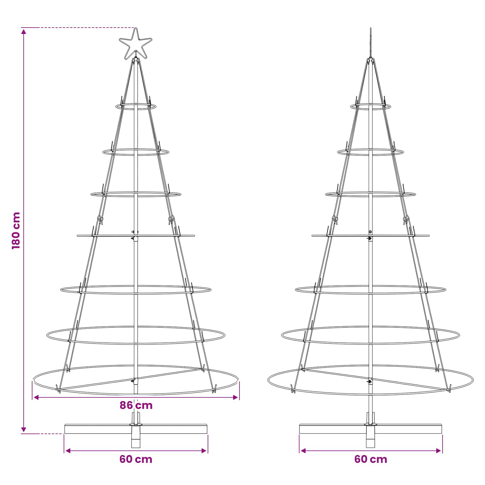 Christmas Cone Tree size guide