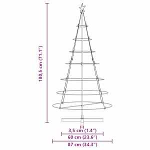Vánoční kuželový stromeček s stojanem Černá 180,5 cm Ocel - obrázek 9