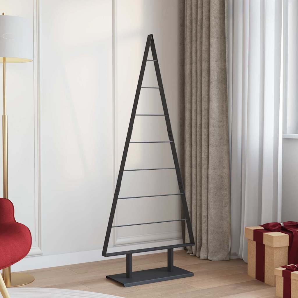 vidaXL Pom de Crăciun din metal cu suport Negru 150 cm Oțel