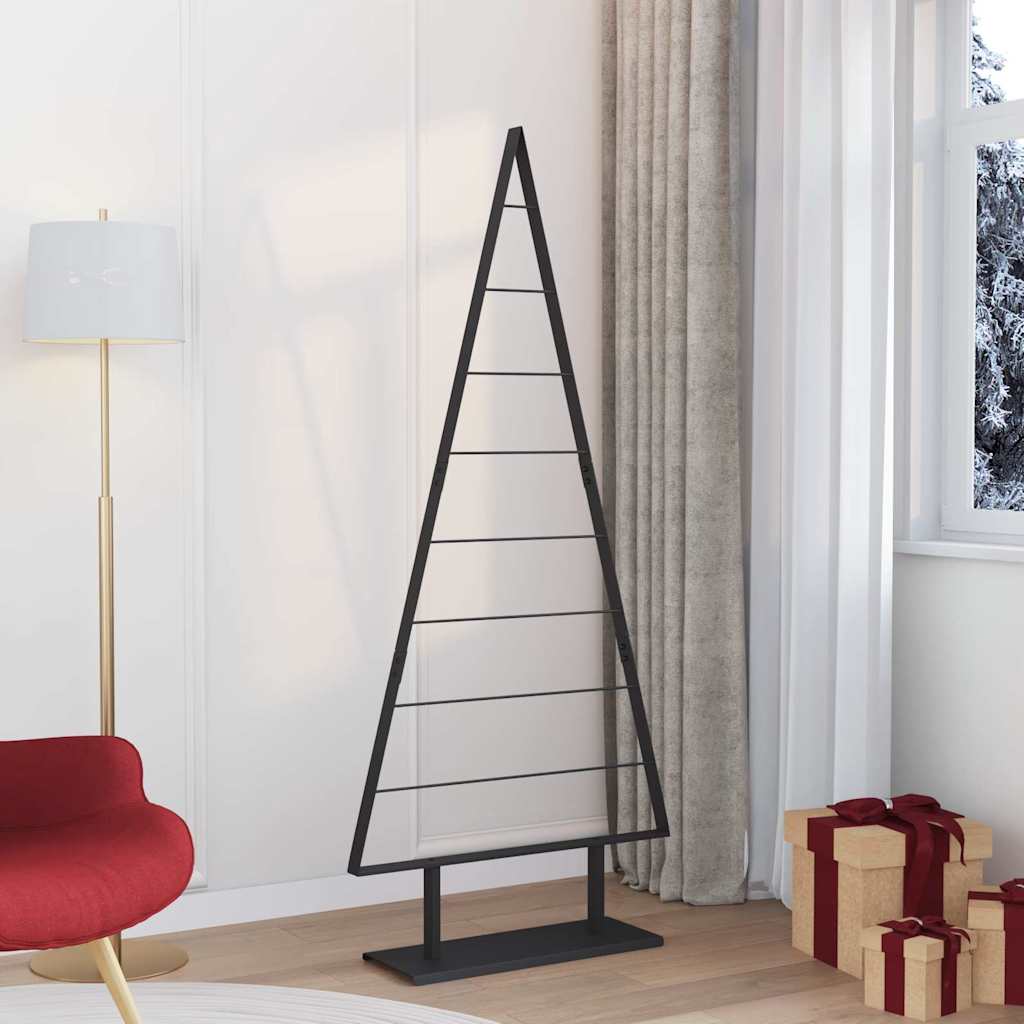 vidaXL Pom de Crăciun din metal cu suport Negru 180 cm Oțel