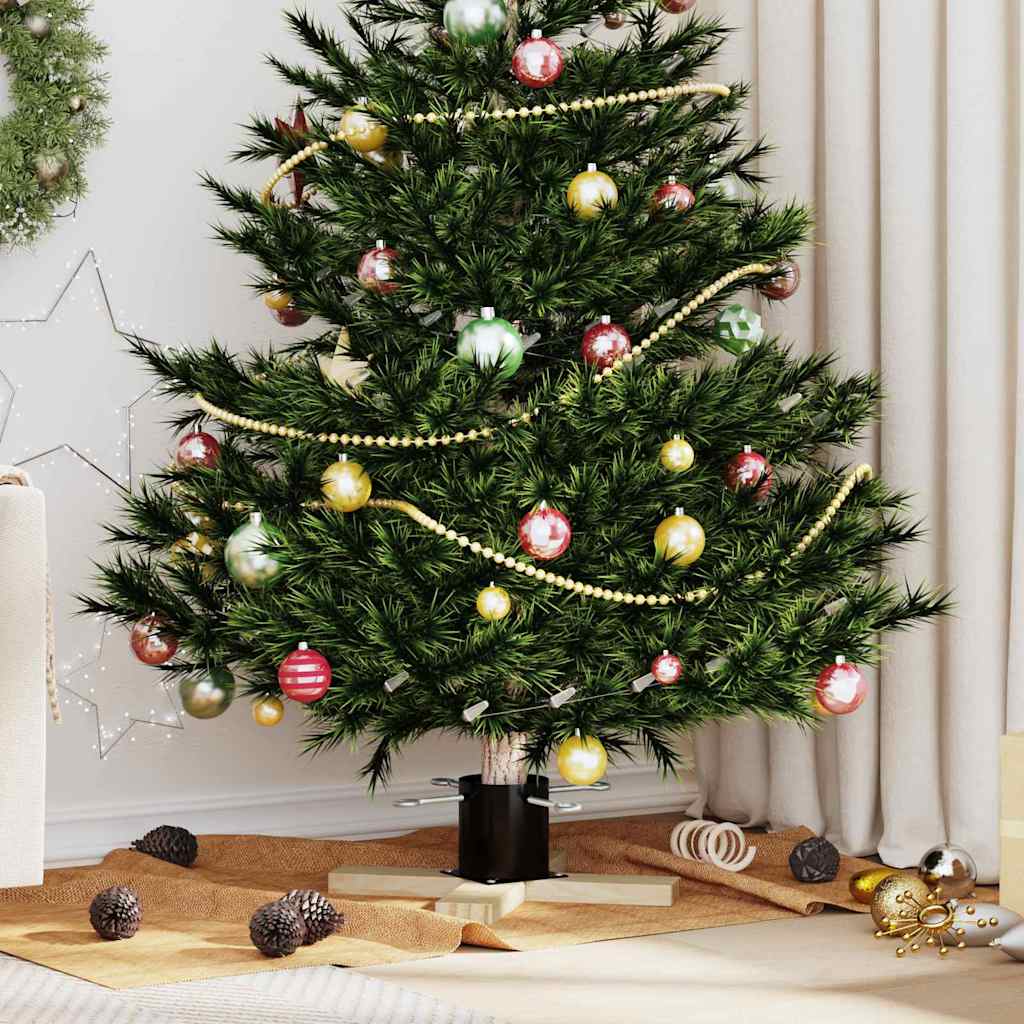 Pied de Sapin de Noël 1.73 Noir 50 x 50 x 16 cm Pin massif