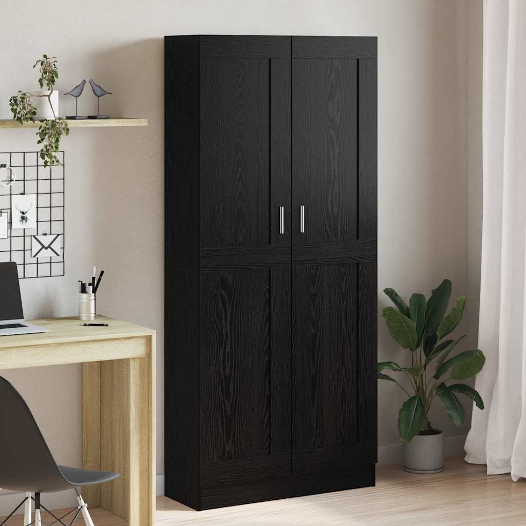 Bogskab Sort eg 82.5 x 30.5 x 185 cm Konstrueret træ