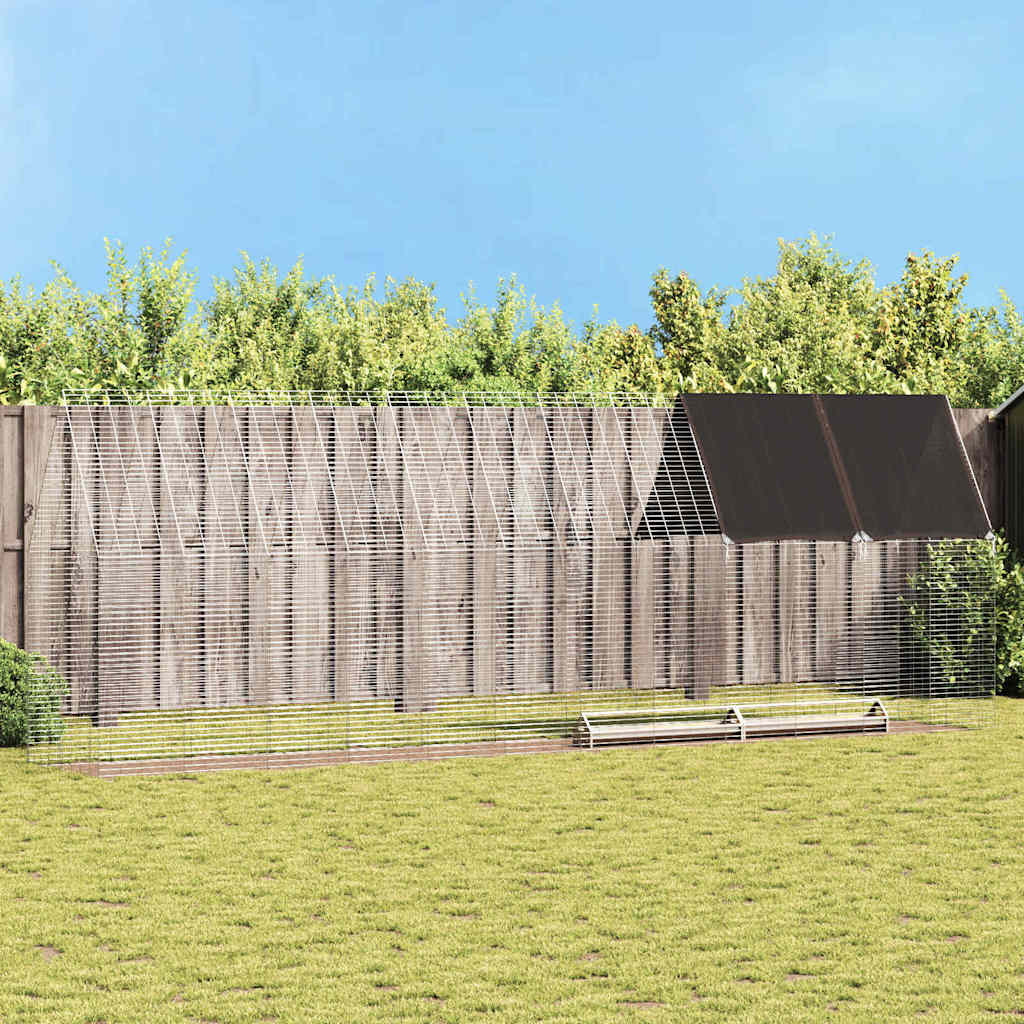vidaXL Hühnerkäfig 2 pcs Silber 600 x 100 x 210 cm Verzinkter Stahl