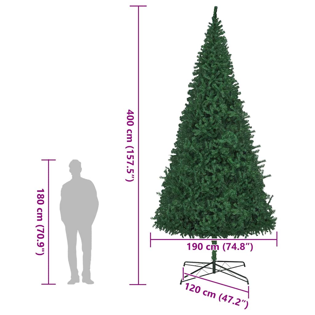 Božično drevo z dekorativnimi lučmi Zelena 400 cm PVC