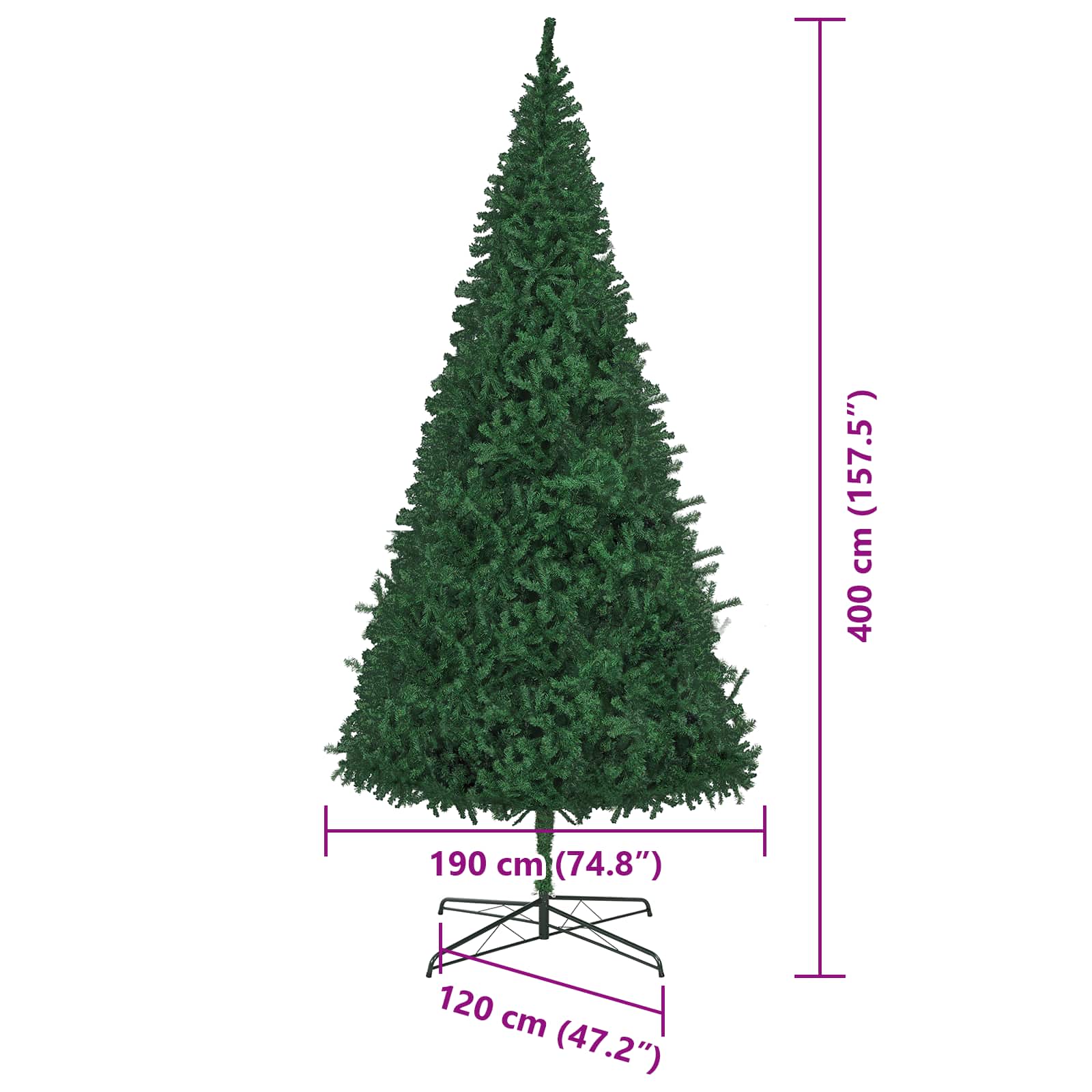 Božično drevo z dekorativnimi lučmi Zelena 400 cm PVC