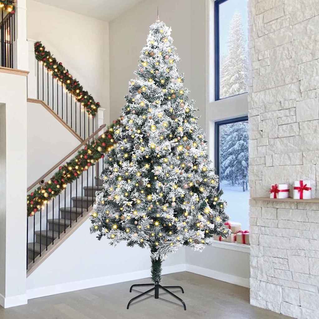 Sapin de Noël artificiel pré-éclairé avec set de boules Vert