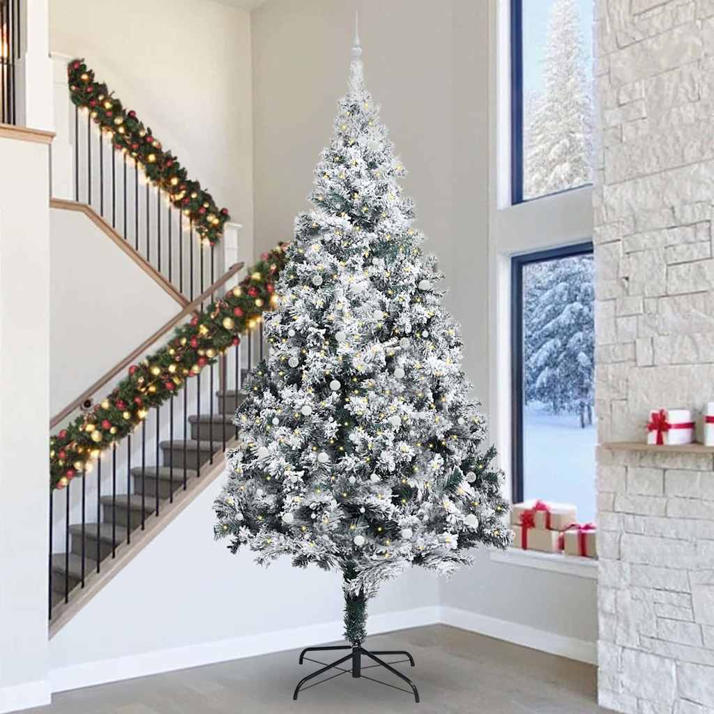 Sapin de Noël artificiel pré-éclairé avec ensemble de boules