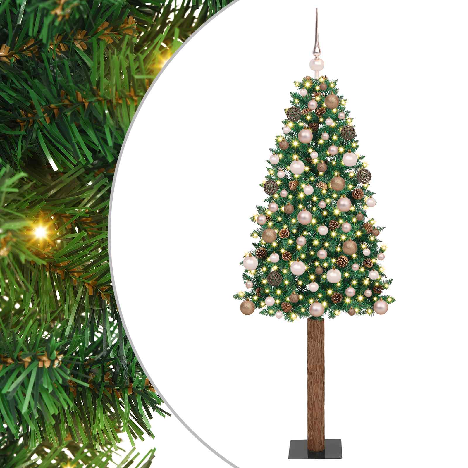 Ožja jelka med 300 LED Zelena 180 cm PVC in trden bor