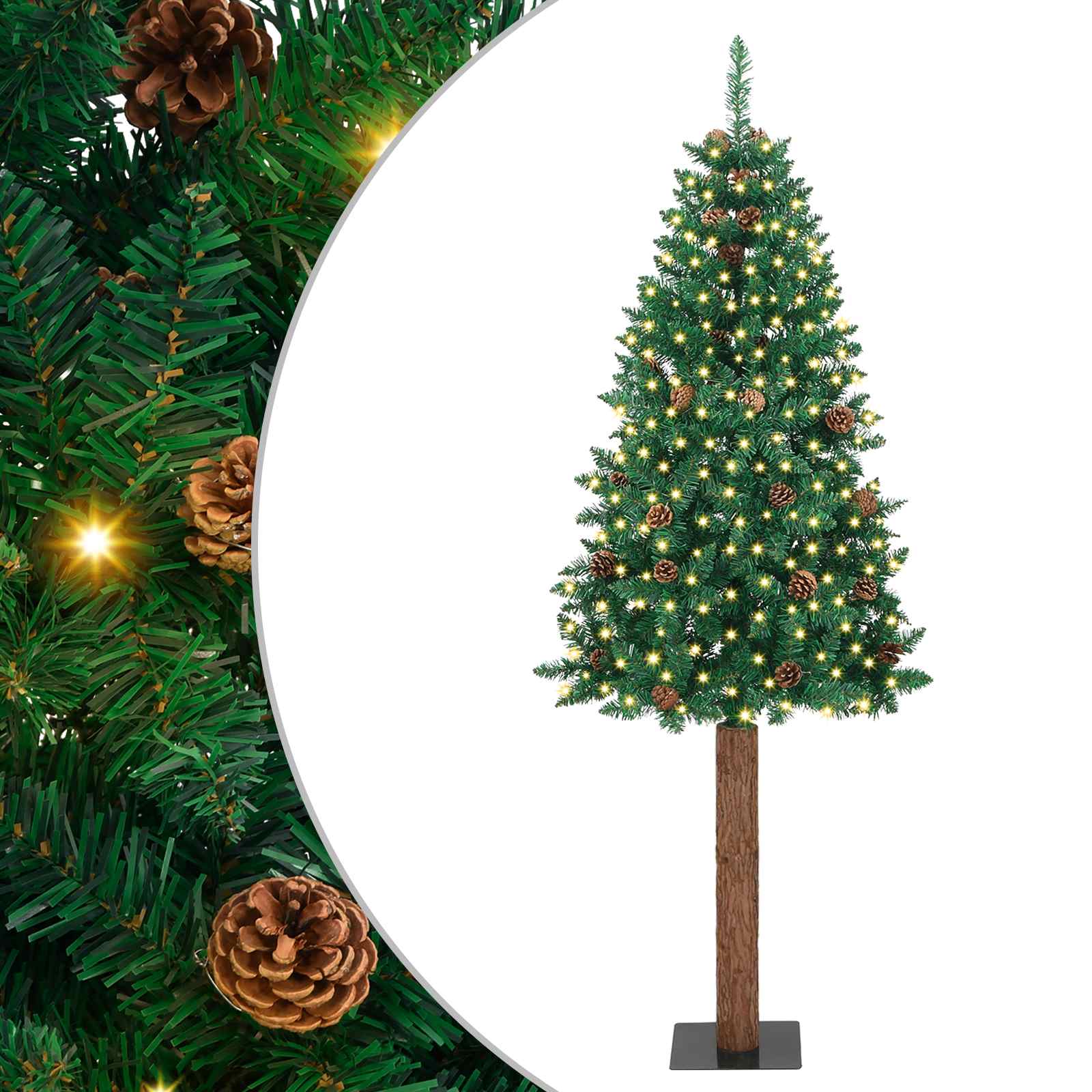 Úzký vánoční stromeček s 300 LED diodami Zelená 210 cm