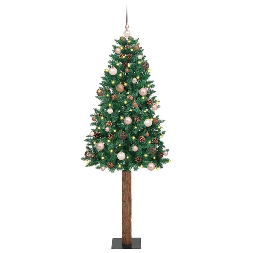 Sapin de Noël mince avec 300 LED Vert 77 x 77 x 210 cm PVC