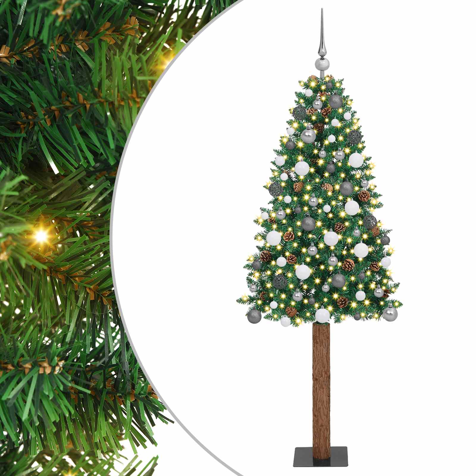 Úzký vánoční stromeček s 300 LED diodami Zelená 210 cm