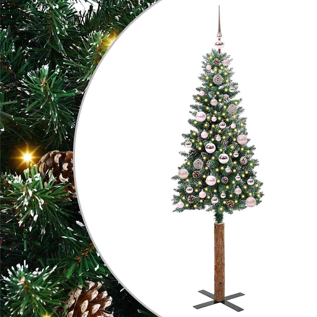 Sapin de Noël mince avec 150 LED Vert et blanc 150 cm