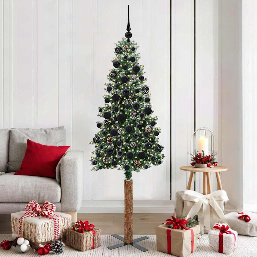 Sapin de Noël mince avec 300 LED Vert et blanc 180 cm