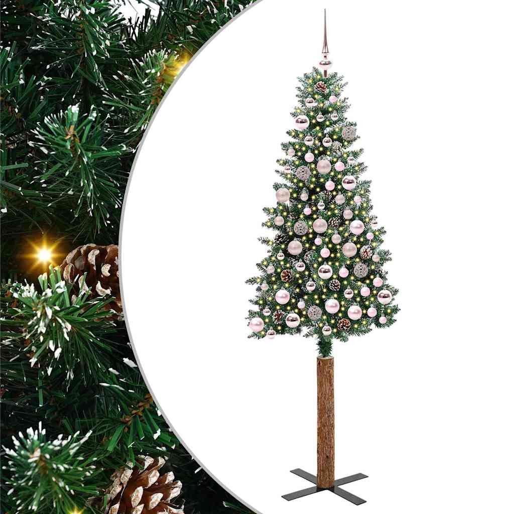 Sapin de Noël mince avec 300 LED Vert et blanc 180 cm