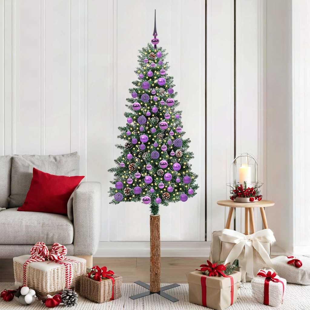 Sapin de Noël mince avec 300 LED Vert et blanc 180 cm