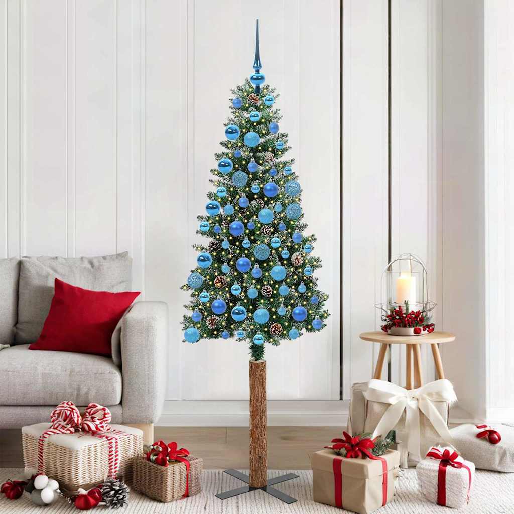 Sapin de Noël mince avec 300 LED Vert et blanc 180 cm