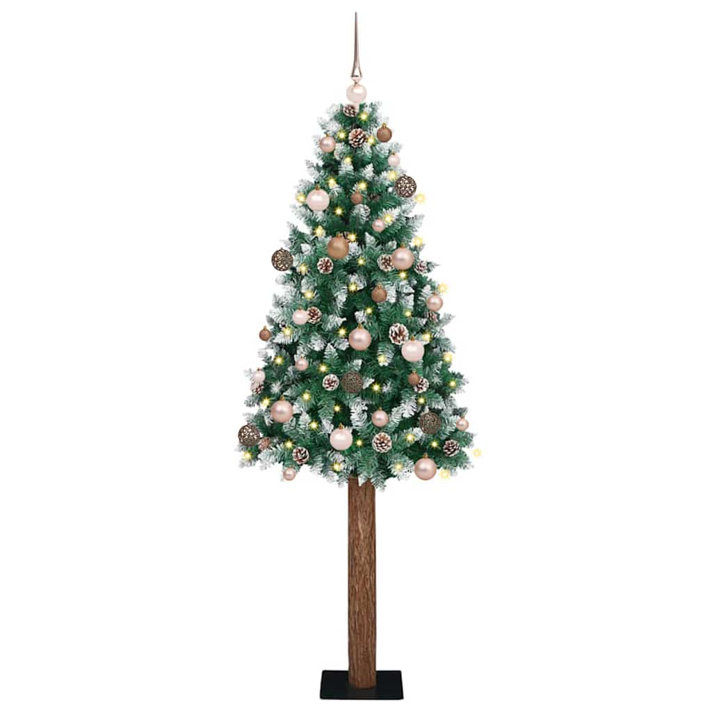 Sapin de Noël mince avec 300 LED Vert et blanc 210 cm