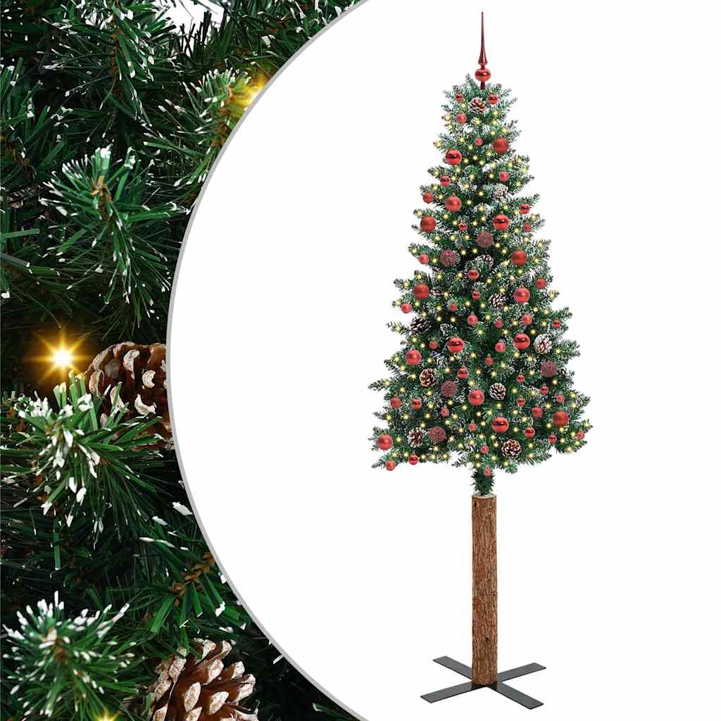 Sapin de Noël mince avec 300 LED Vert et blanc 210 cm