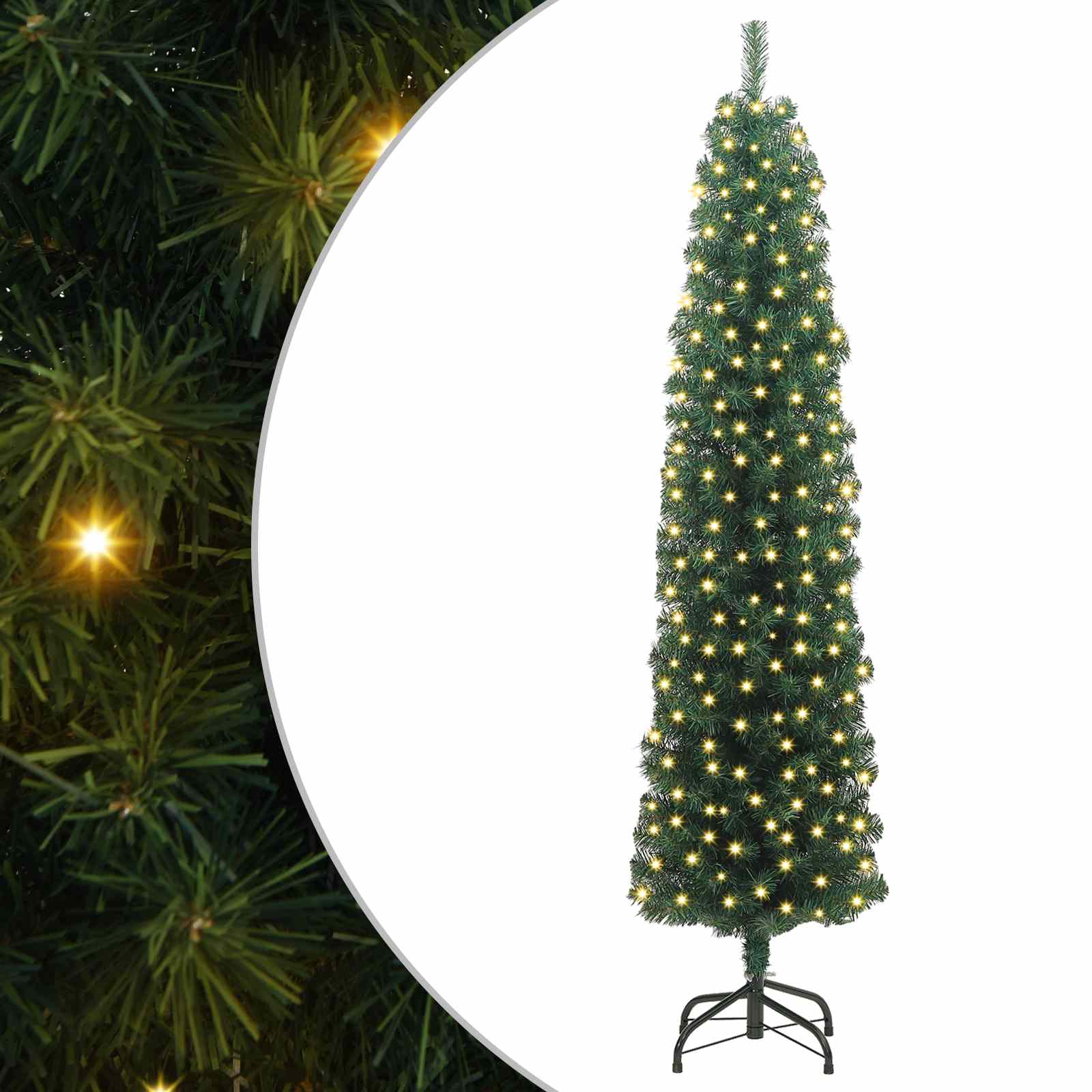 vidaXL Umelý vianočný stromček Zelená 210 cm PVC, oceľ a plast