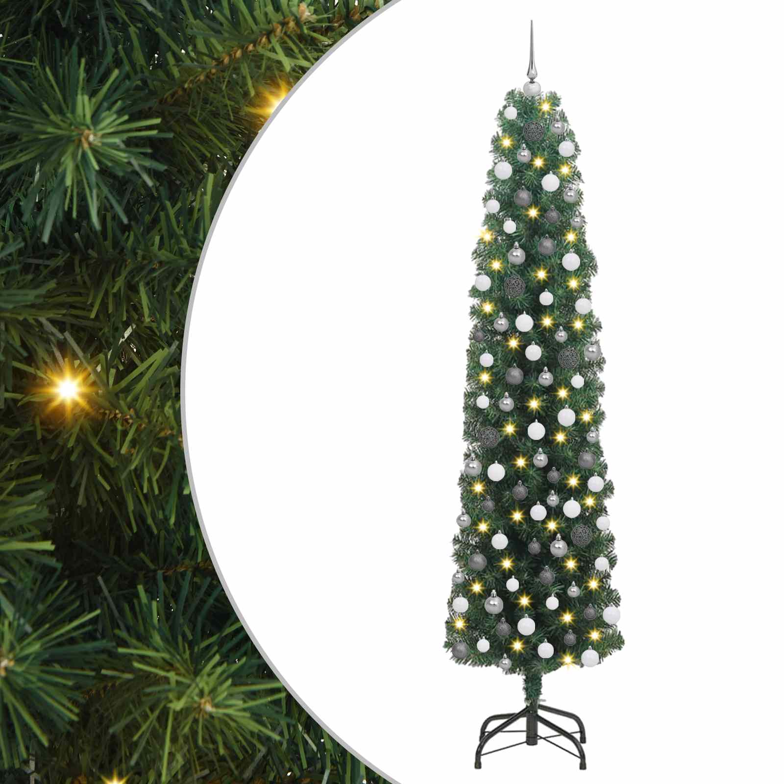 Sztuczna choinka z podstawą Zielony 210 cm PVC, stal i plastik