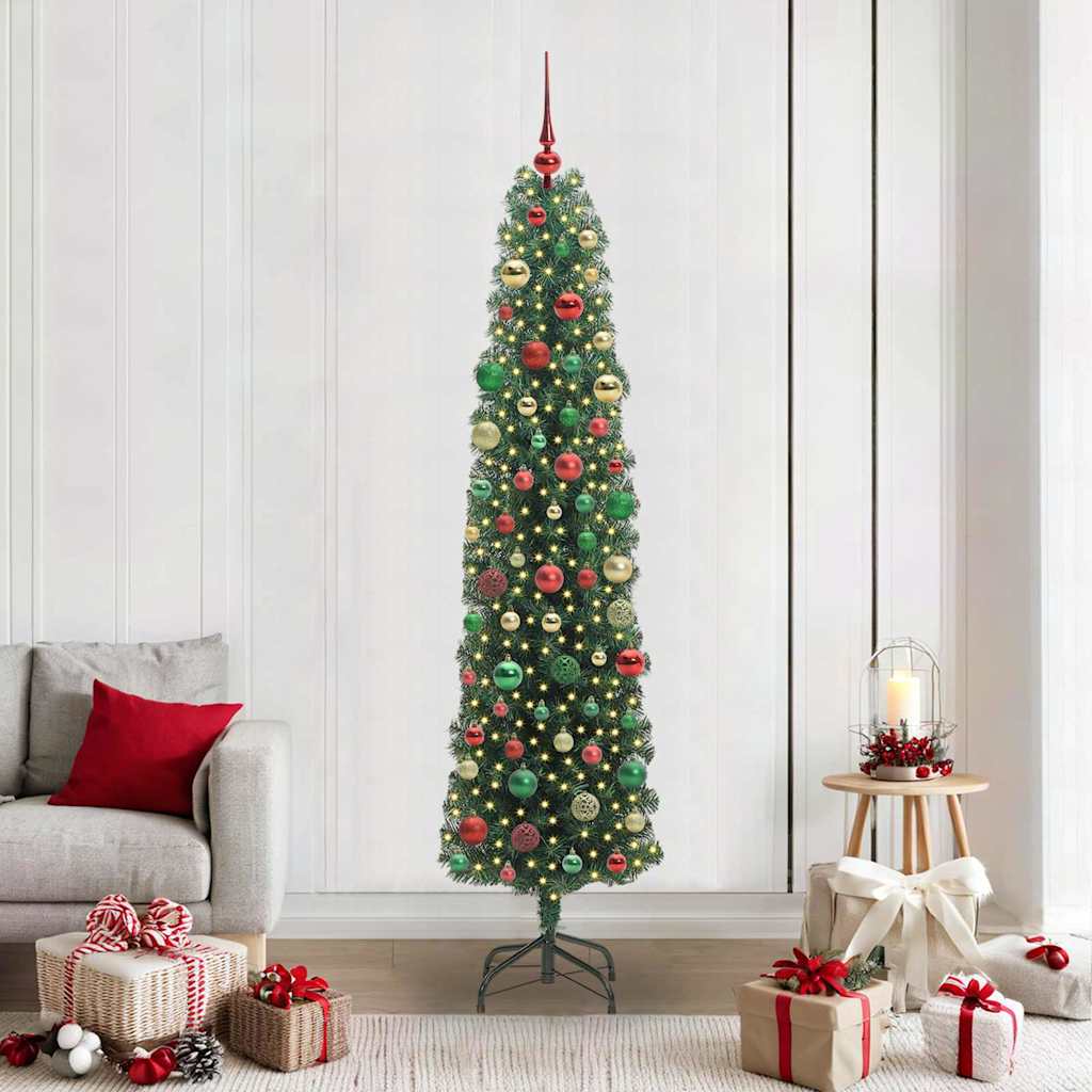 vidaXL Künstlicher Weihnachtsbaum mit 300 LEDs mit Ständer Grün 210 cm
