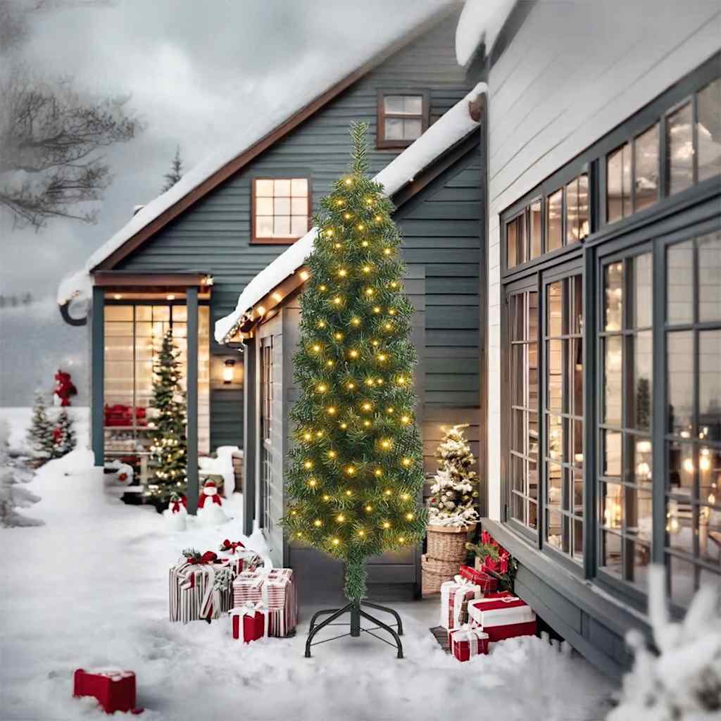 Sapin de Noël mince Vert 61 x 61 x 240 cm Plastique et métal