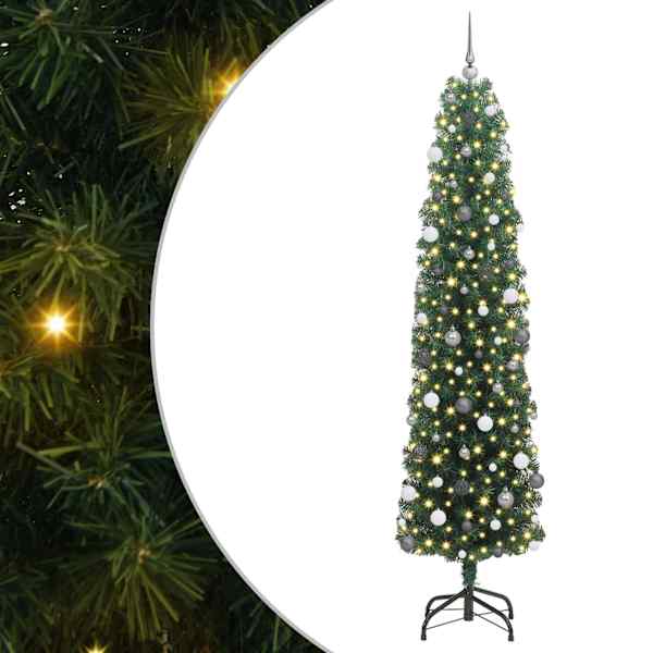 vidaXL Tehisj&otilde;ulupuu Roheline 240 cm PVC, teras ja plastik