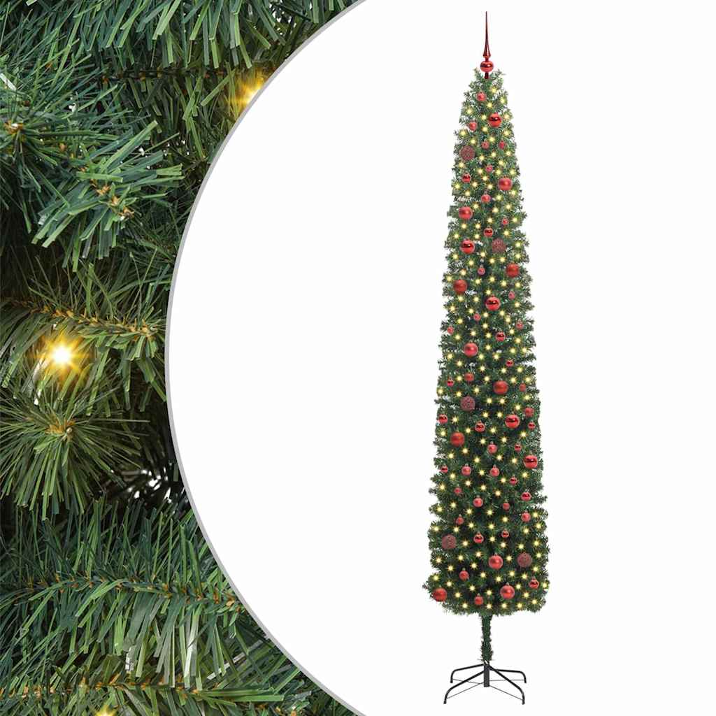 vidaXL Brad de Crăciun artificial Verde 270 cm PVC și oțel și plastic