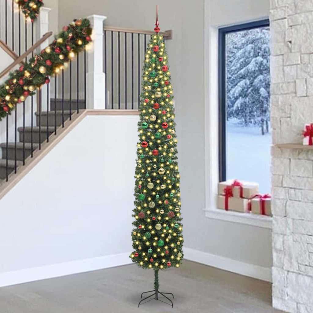 vidaXL Künstlicher Weihnachtsbaum mit 300 LEDs mit Ständer Grün 270 cm